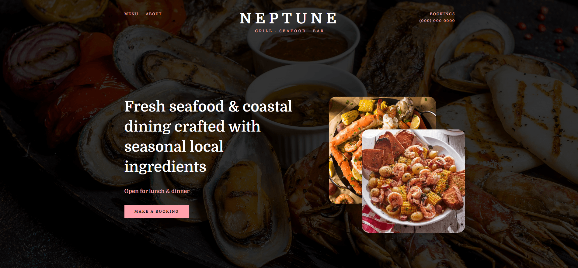 Restaurant website screenshot